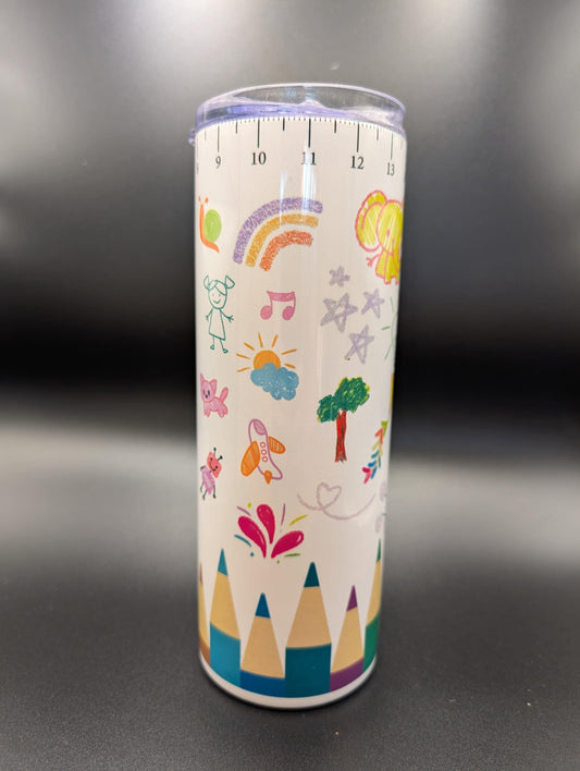 Personalized Teacher Tumbler | School Doodles | Insulated Stainless Steel