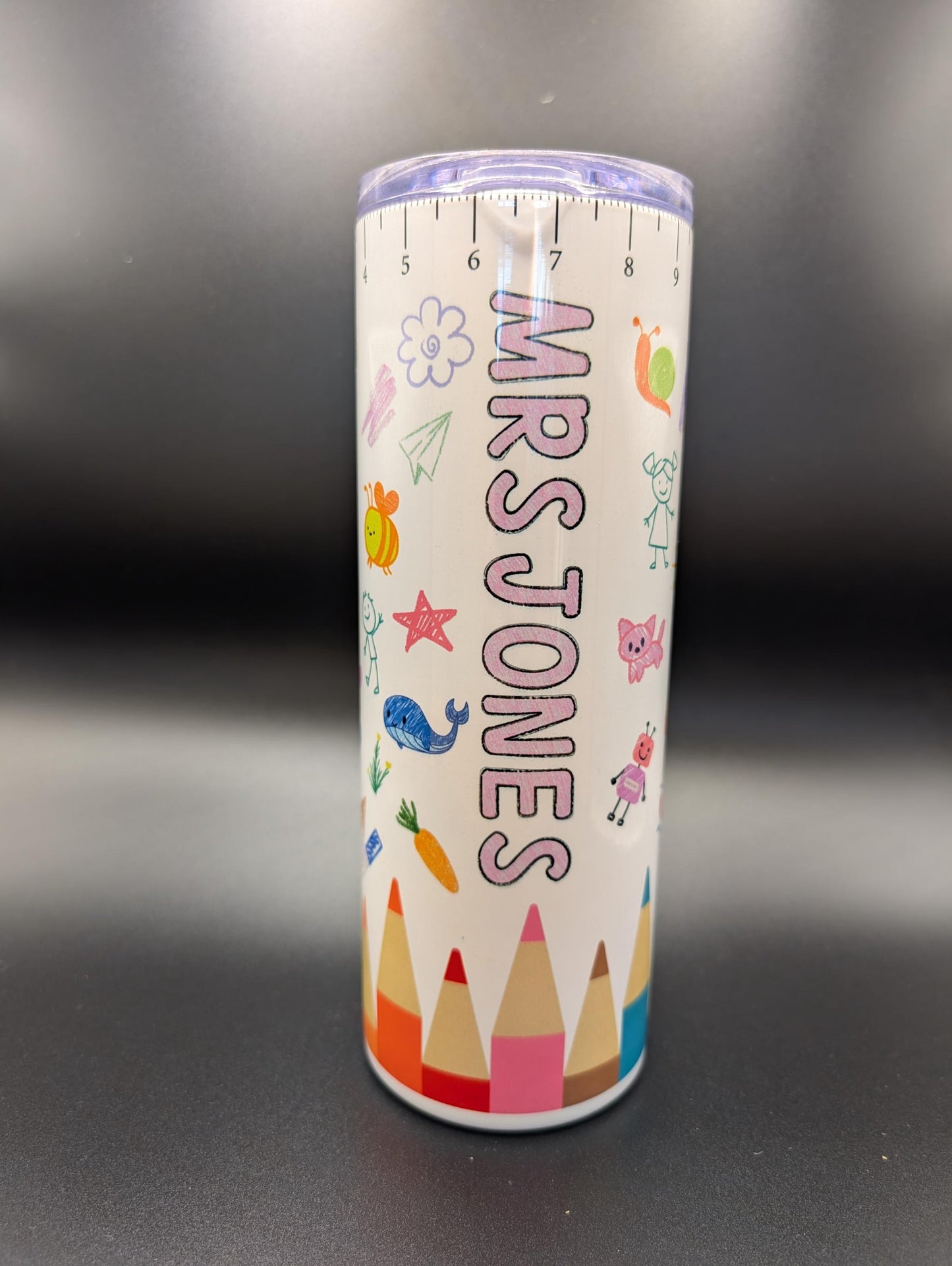 Personalized Teacher Tumbler | School Doodles | Insulated Stainless Steel