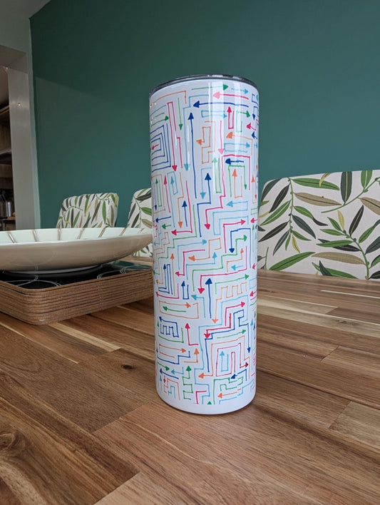 Abstract Arrow Tumbler | Insulated Stainless Steel Travel Mug