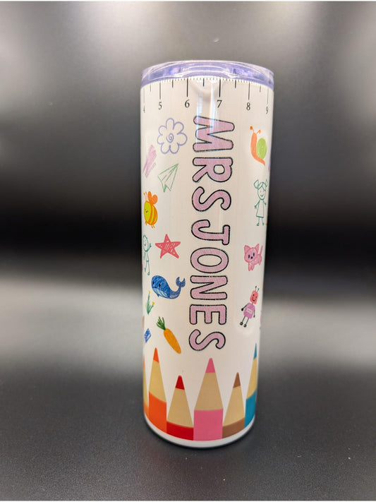 Personalized Teacher Tumbler | School Doodles | Insulated Stainless Steel